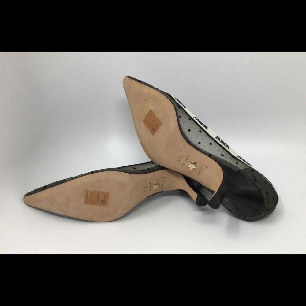 NWOT Christian Dior J'Adior White Ribbon Black Mesh Pumps, Size US 7.5, EU 37.5. - Picture 6 of 7